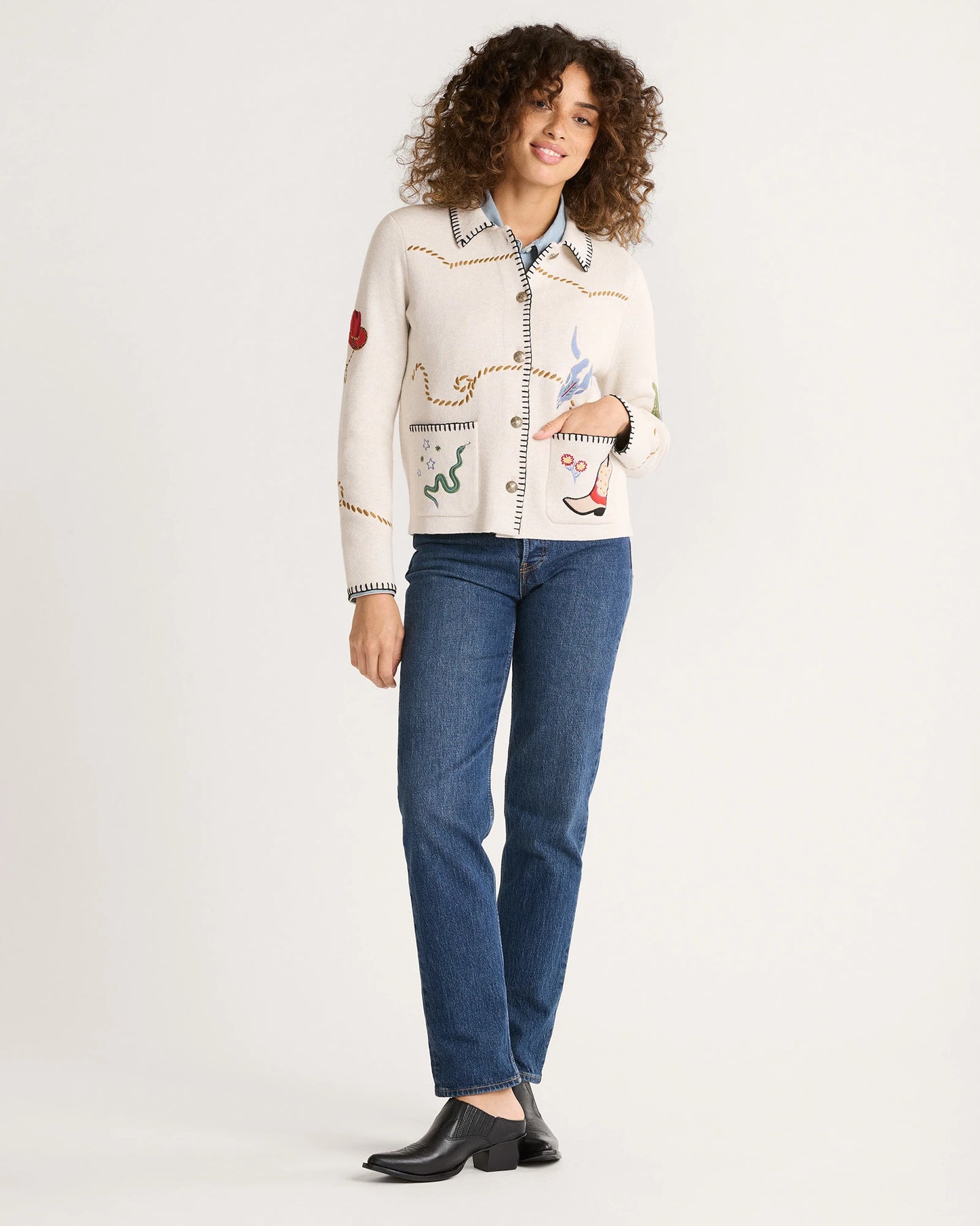 Souvenir Cardigan by Pendleton in Oatmeal Multi