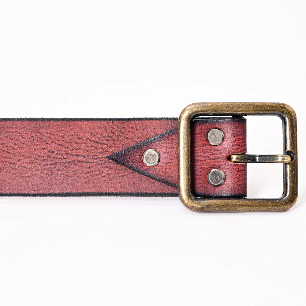 Genuine Leather Belt - Antique Red Western Cowgirl Style display picture 3
