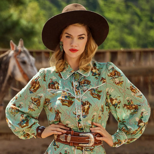 Romance & Rustlers Top by Double D Ranch at Bourbon Cowgirl