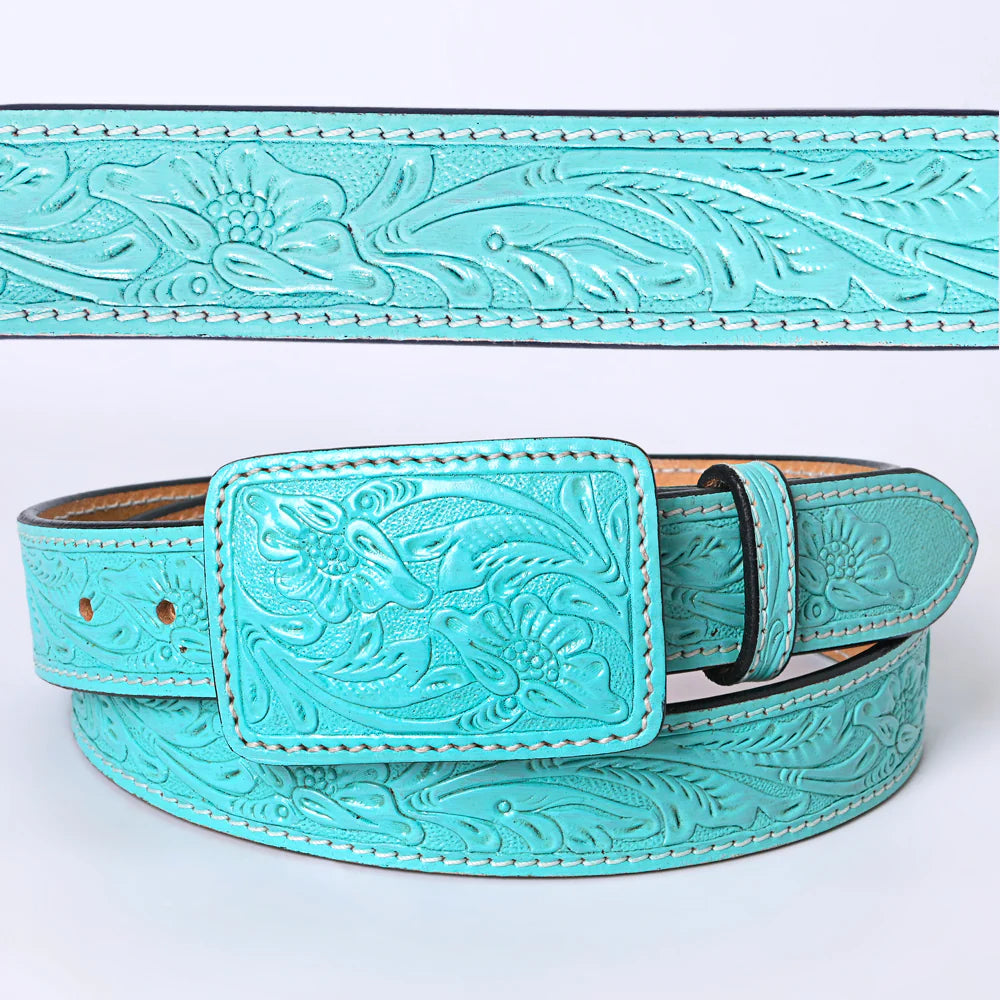 Turquoise Tooled Western Leather Belt- Belts for Cowgirls