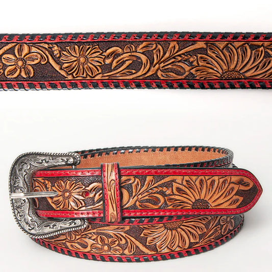 American Darling Red and Brown Tooled Belt