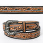 Black and Brown Tooled Leather Belt- Western Belts for Cowgirls