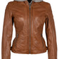 Allice RF Leather Jacket by Mauritius in Cognac