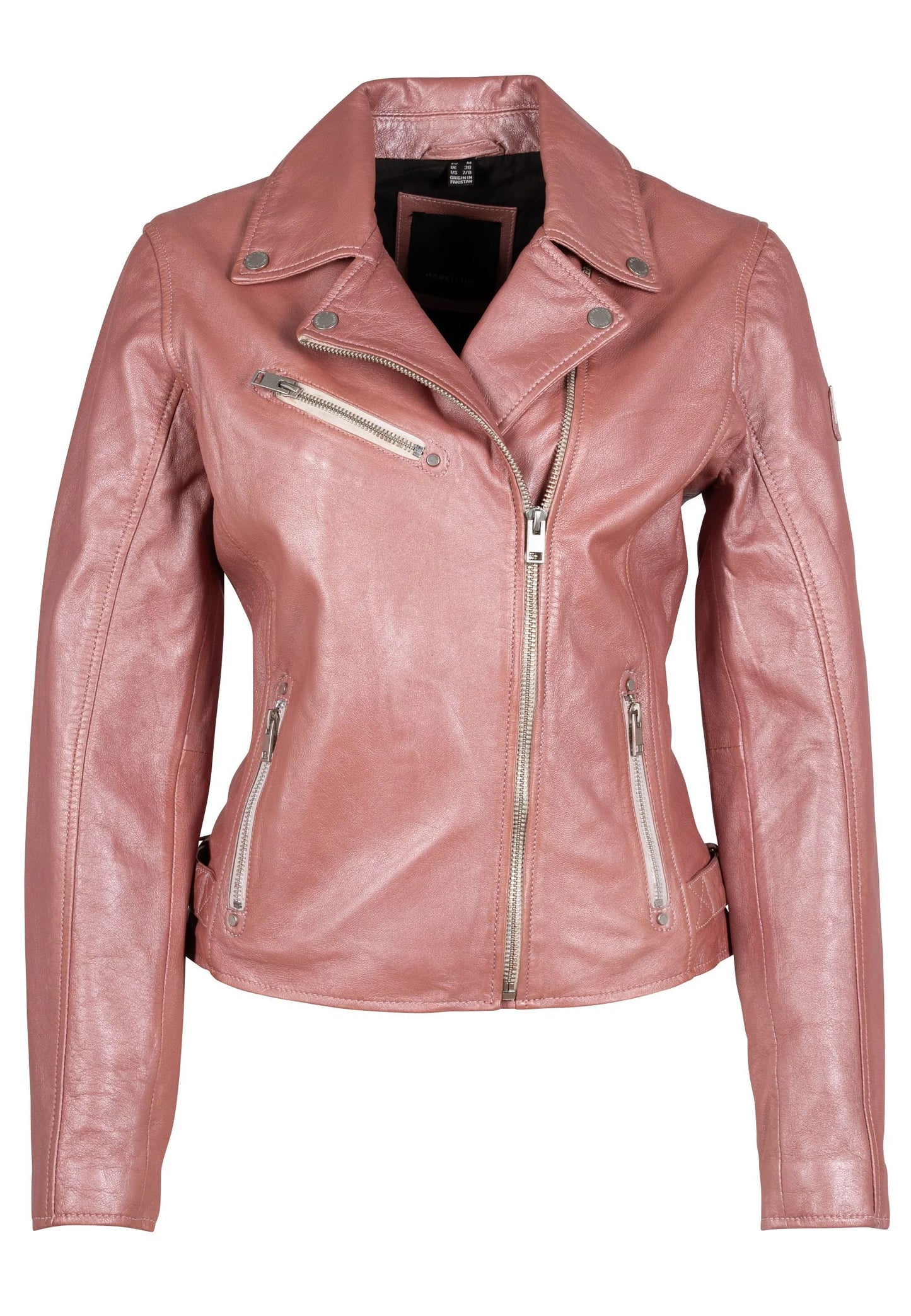Sofia RF Leather Jacket by Mauritius in Rose Metallic