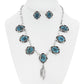 Navajo Kingman Turquoise Silver Y Necklace Set with Earrings