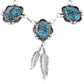 Navajo Kingman Turquoise Silver Y Necklace Set with Earrings