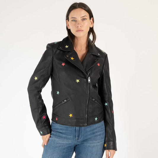 Nanca RF Leather Jacket by Mauritius in Black