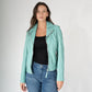 Louzia RF Leather Jacket by Mauritius in Aqua