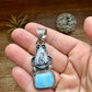 2 stone Pendant - Golden Hill turquoise, White Buffalo & Sterling Silver - option 3