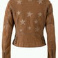 Misty Nubuck Leather Jacket by Mauritius in Cognac