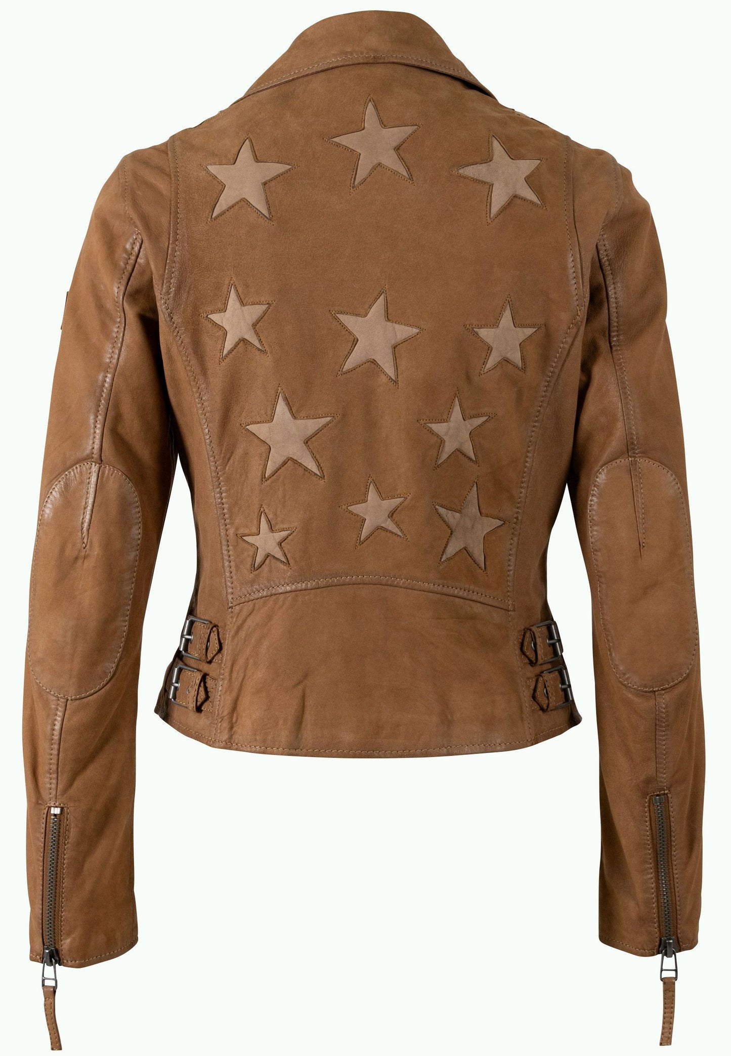 Misty Nubuck Leather Jacket by Mauritius in Cognac