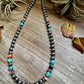 Mohave Turquoise Mix & Sterling Silver Necklace – 8 mm Beads – 19 Inch + Extender