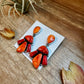 Spiny Oyster & Orange Cluster Earrings – Dangle with Stud Post