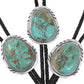 Genuine Turquoise Silver Hammered Navajo Bolo Tie