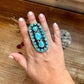 Big Ring - adjustable kingman turquoise ring and sterling silver
