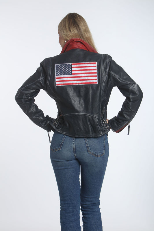 Betsy RF Leather Jacket, Black.