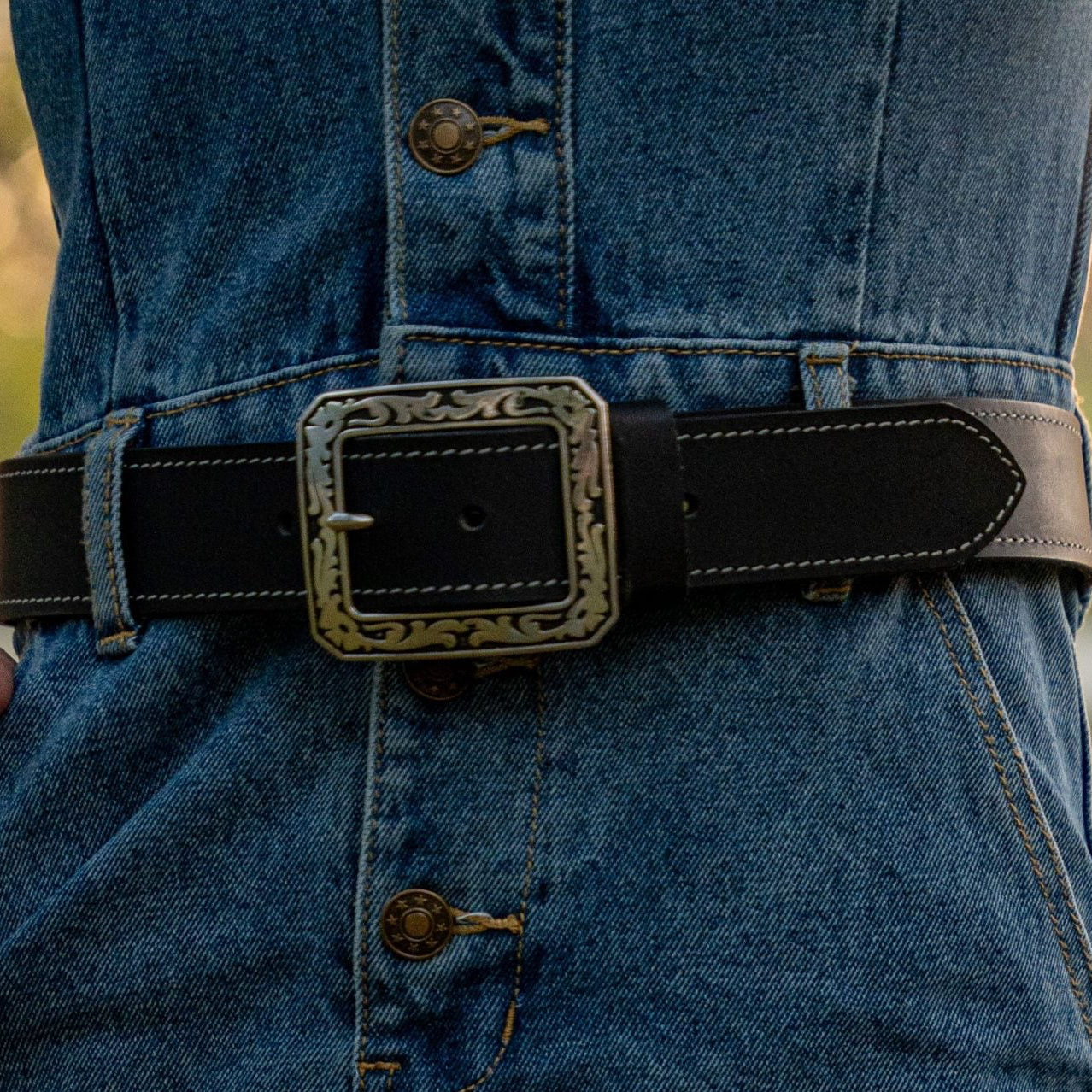 The Austin Leather Belt in Black