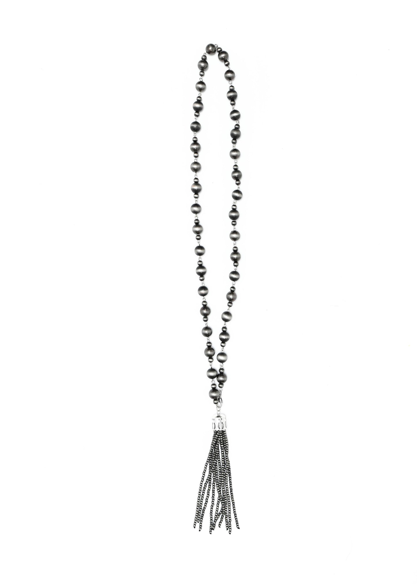 Multi Way Silver Peal Necklace with Tassel