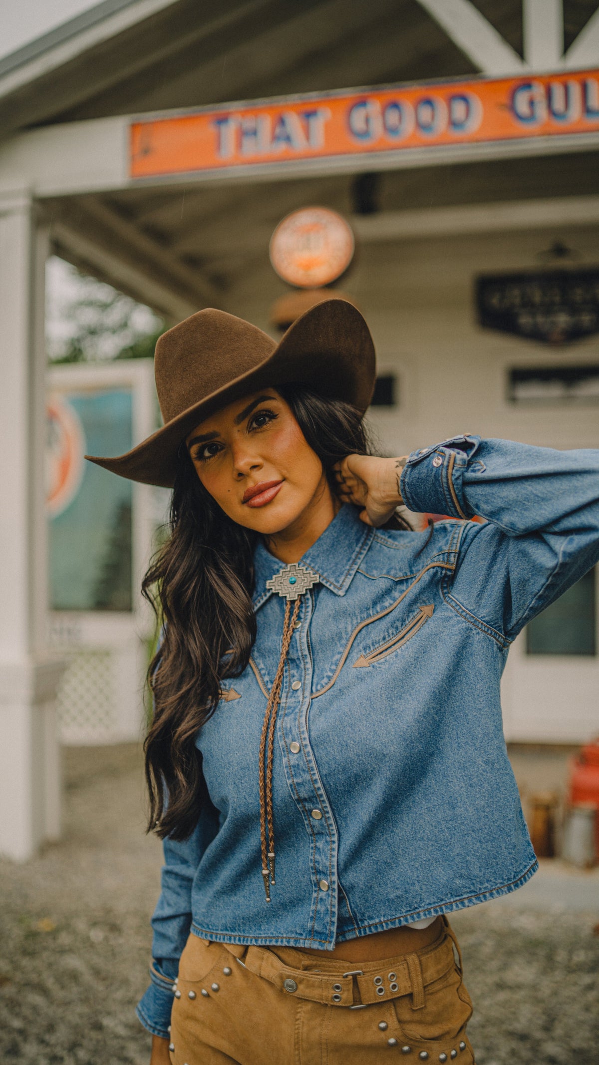 Rustler x H Bar C Denim Cropped Shirt