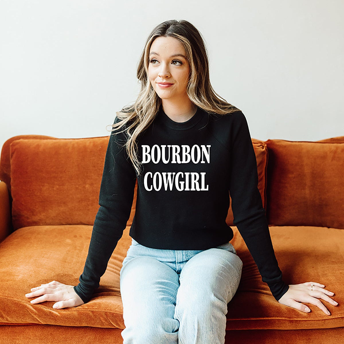 Bourbon Cowgirl Branded Raglan Crew Sweatshirt
