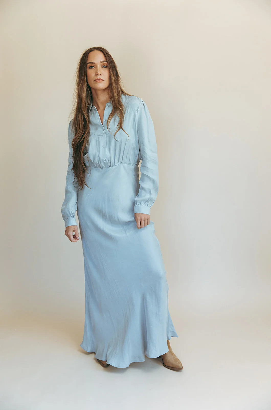 Dahlia Dress in Hazy Blue by Folk Saint