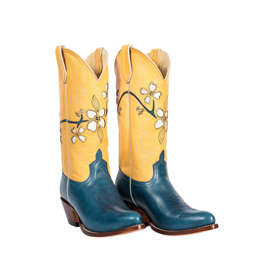 Cowboy boots with floral design