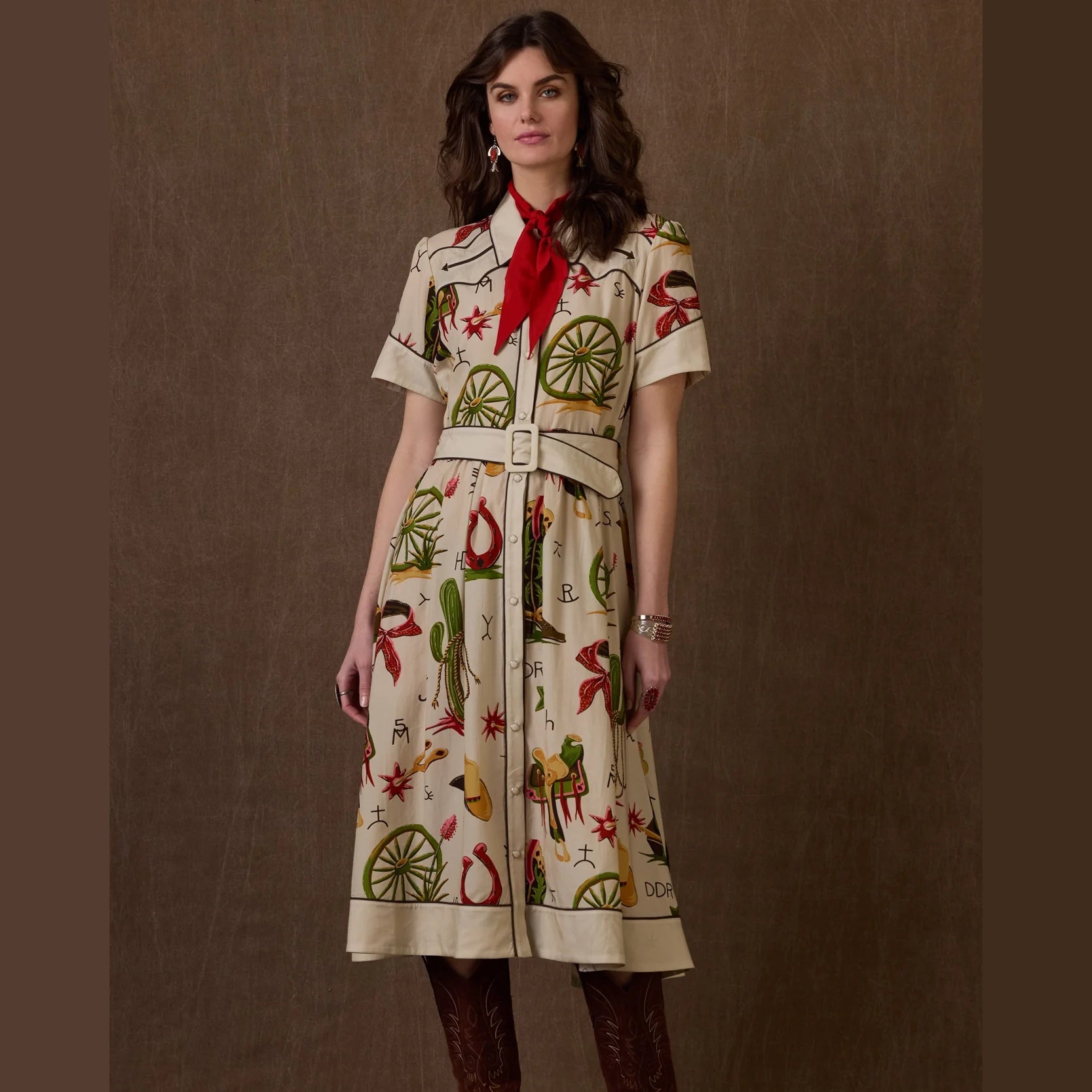Atomic Ranch style dress with Western print