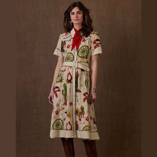 Atomic Ranch style dress with Western print