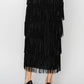 Layered Fringe Tiered Maxi Skirt in Black