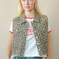 Leopard Printed Collared Casual Vest