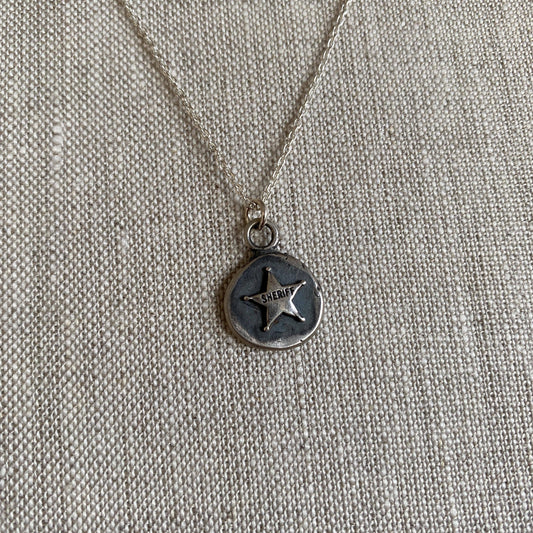 Sheriff Cutie Sterling Silver Badge Necklace