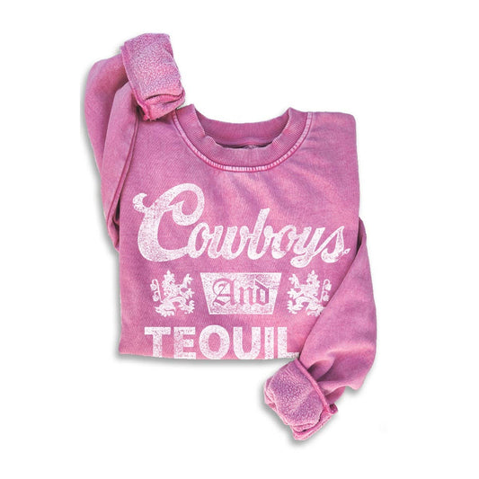 Pink Cowboys and Tequil sweatshirt.