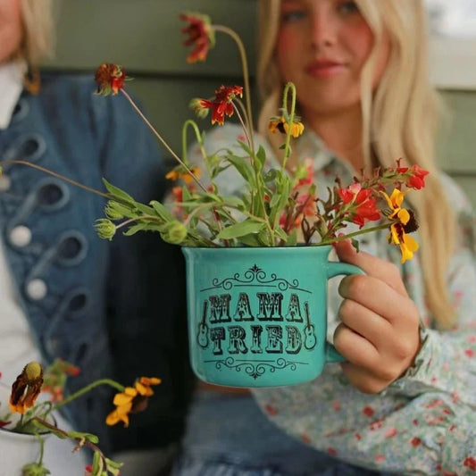 Turquoise Mama Tried Mug by Junk Gypsy