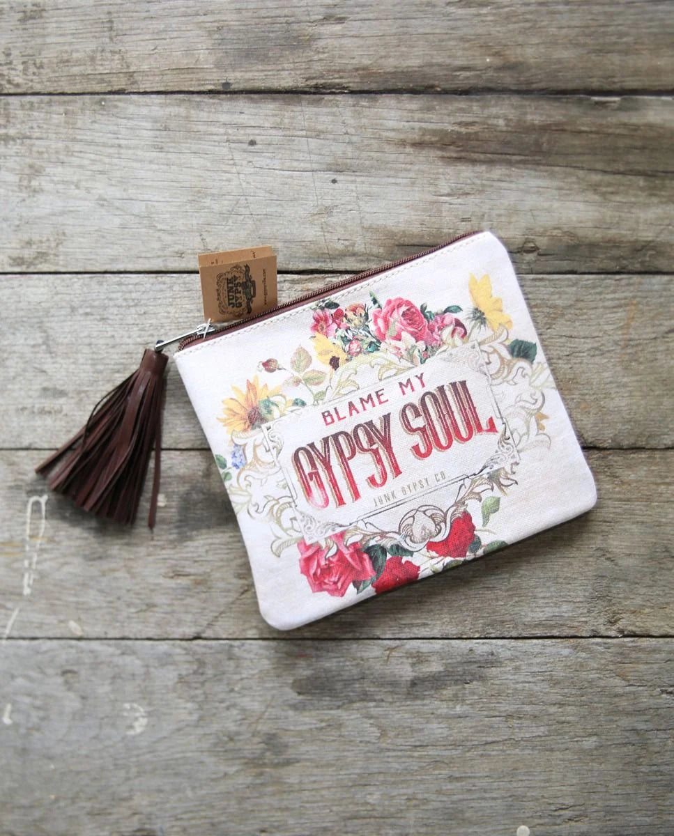 Blame My Gypsy Soul Zip Pouch by Junk Gypsy