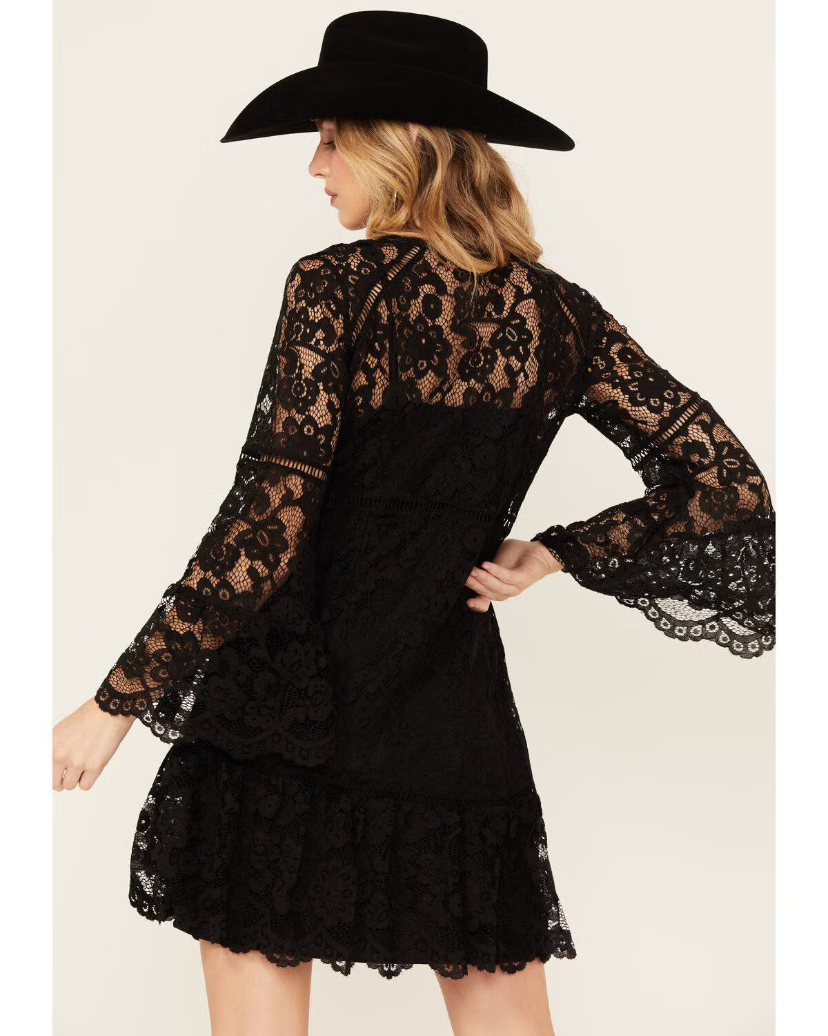 lace long sleeve mini dress Women's White Slinky Detail Love Me Pink Lace Long Sleeve Mini Dress Body Ti Amo Lace Bust Long