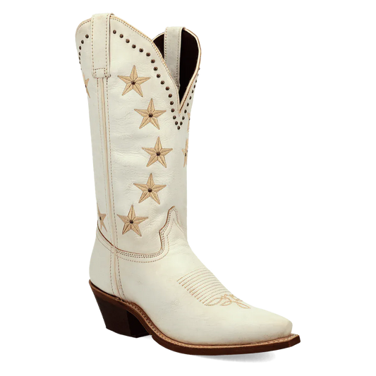 Serenade Wide Calf Leather Boot in White by Laredo