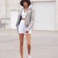 Freda RF Leather Jacket, Silver Grey