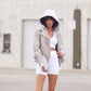 Freda RF Leather Jacket, Silver Grey