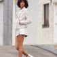 Wana SF Leather Jacket, White, Slim Fit