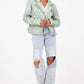Sofia RF Leather Jacket, Frosty Green