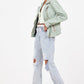 Sofia RF Leather Jacket, Frosty Green