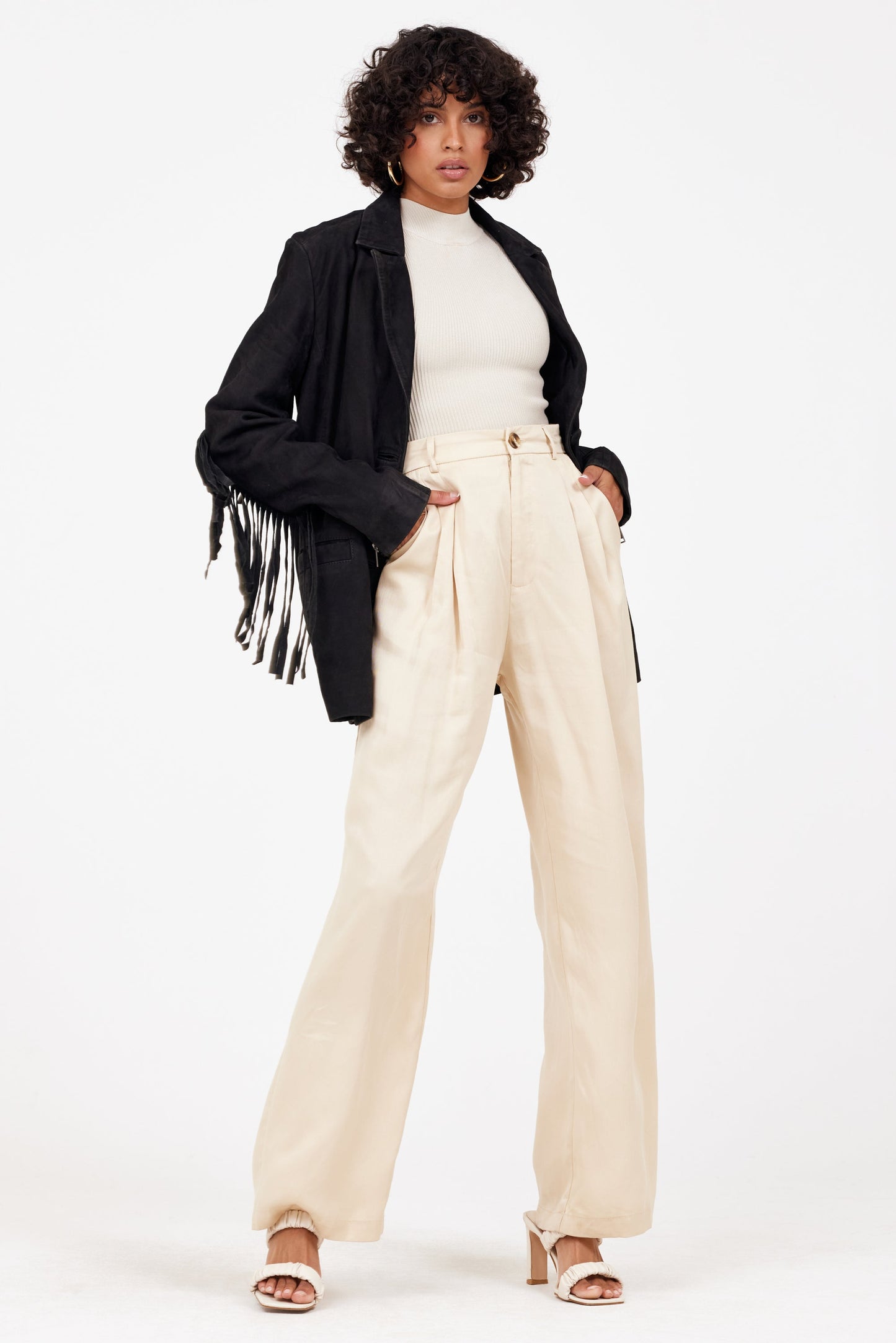 Tanny RF Leather Blazer, Black