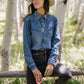 Yoakam Pearl Snap Denim Shirt Blouse Bourbon Cowgirl