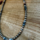 18 Inch 6 mm Sterling Silver Pearls necklace with Black Picasso jasper beads