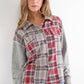 Mix Plaid Front Pocket French Terry Shirt Jacket