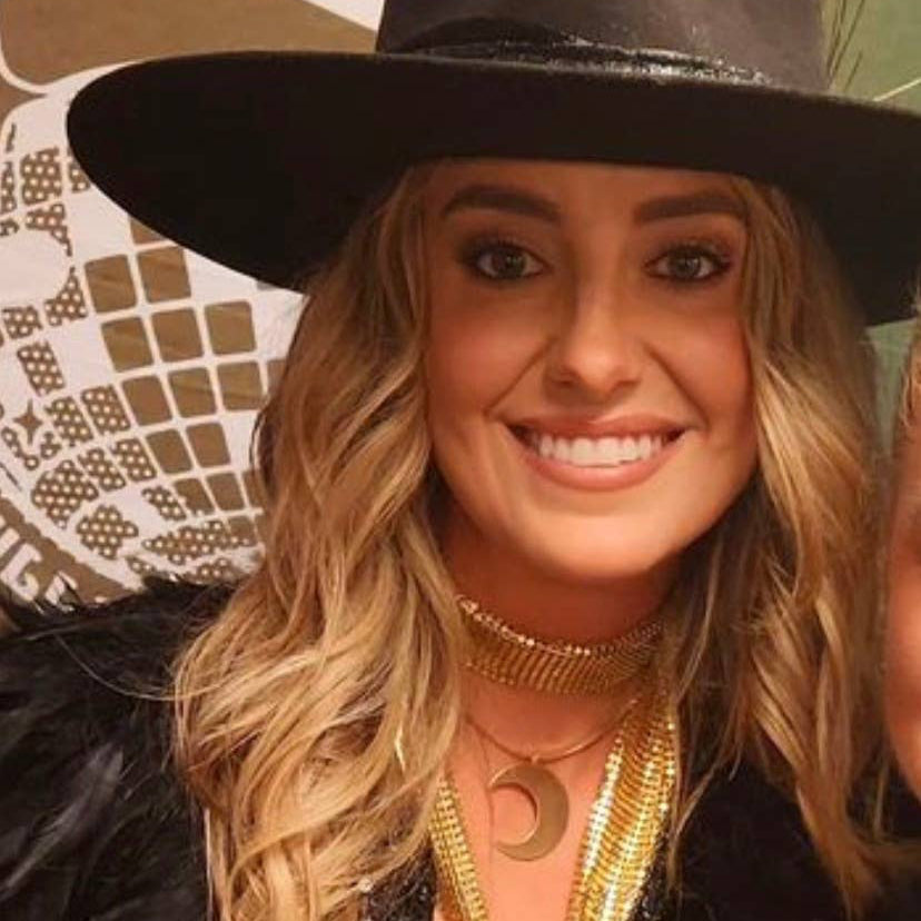 The Stevie Necklace Crescent Moon on Lainey Wilson