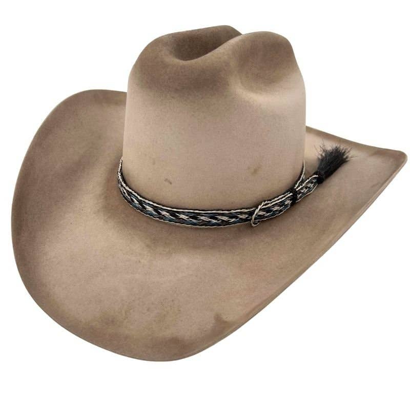 Horsehair Blue Braided Cowboy Tassel Hat Band - Frost