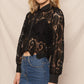 Long Sleeve Paisley Lace Button Down Top