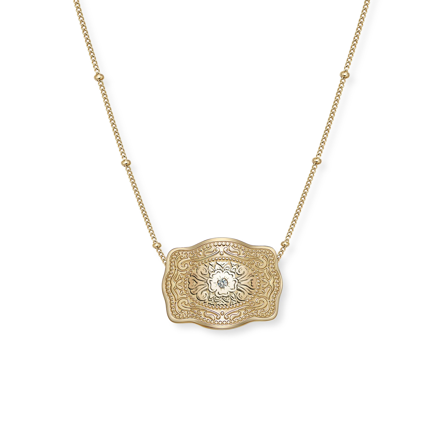 Mini Belt Buckle Necklace (Amelia Rose) Gold by Spurwest