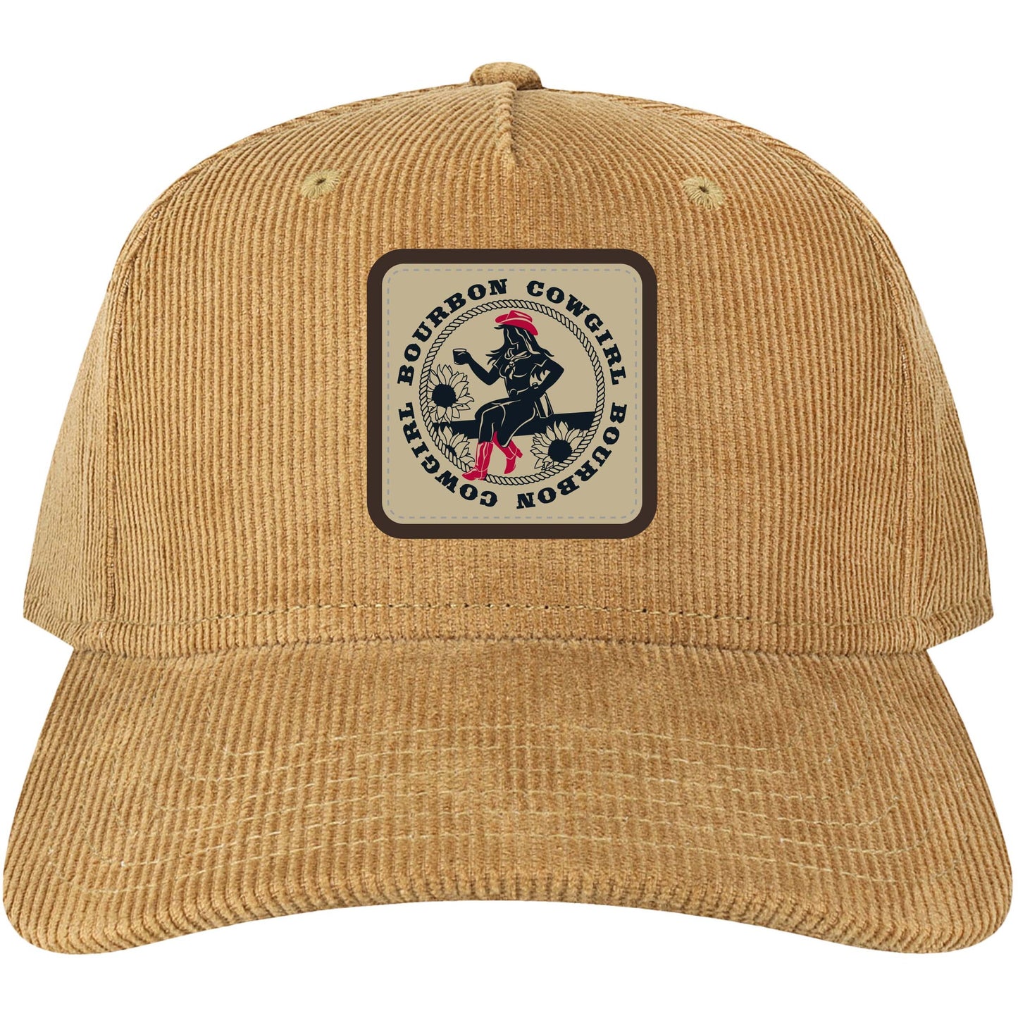 Khaki Corduroy Bourbon Cowgirl Patch Trucker Hat
